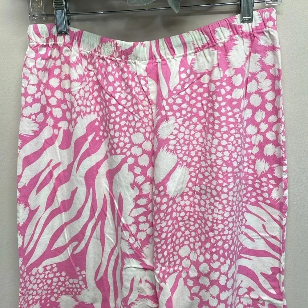 Victoria’s Secret Flannel Pajama Pants Pink White Leopard S